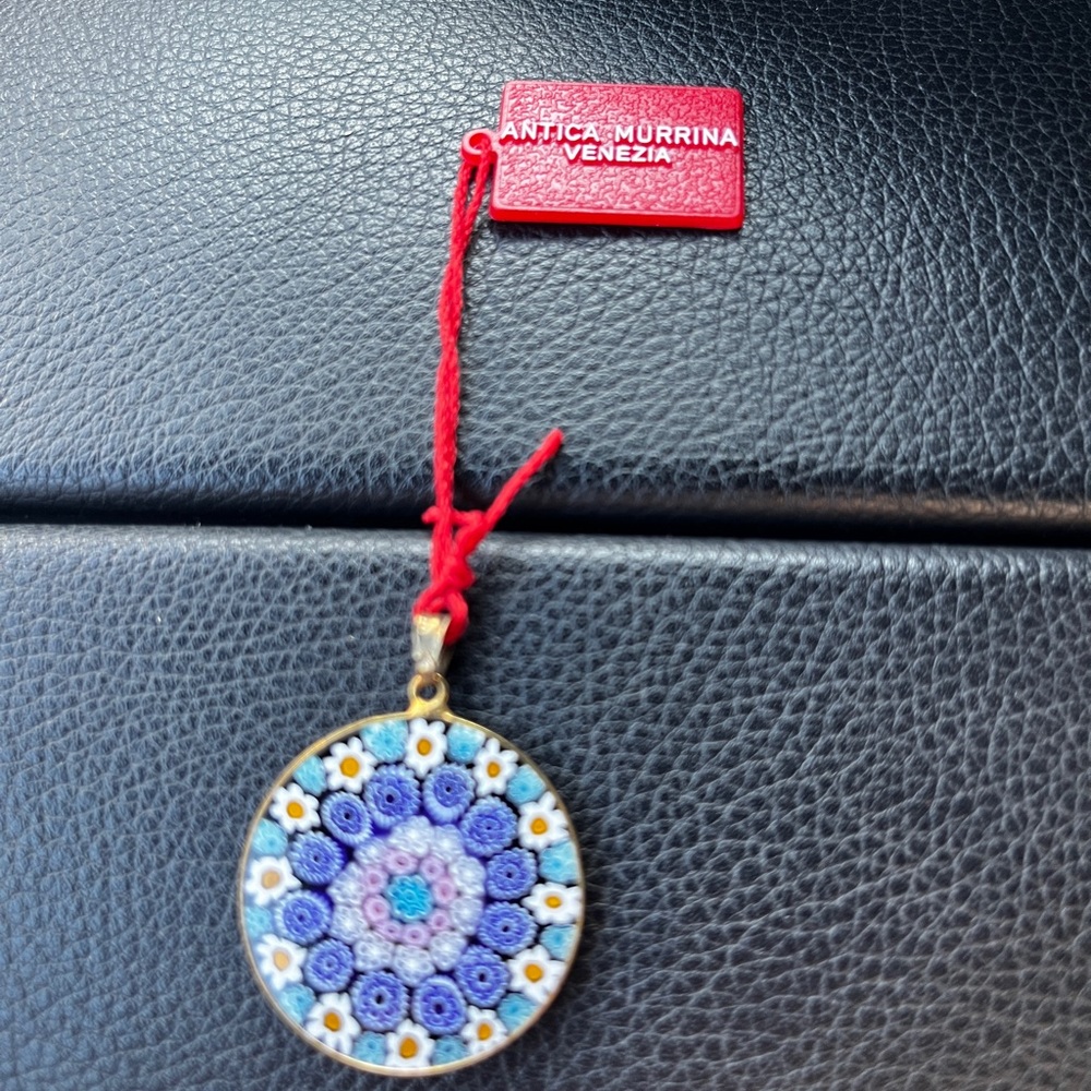 Antica Murrina Venezia Blue Glass and Gold Pendant from Italy NWT - Picture 2 of 5